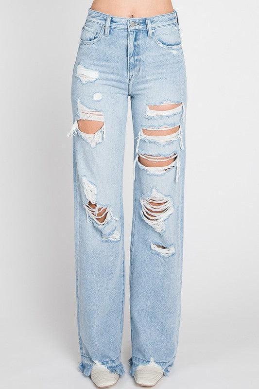 HEAVY DISTRESSED HIGH RISE RIGID VINTAGE FLARE - PRIVILEGE