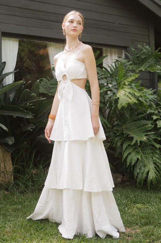 cut out linen maxi dress VENUS Linen Cutout Maxi Dress | Palm Oasis