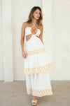 Cut-out Halter Maxi Dress With Embroidery - PRIVILEGE 