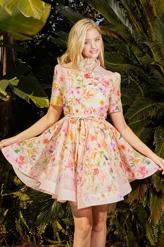 Blooming Comfort Floral Mini Dress - PRIVILEGE 