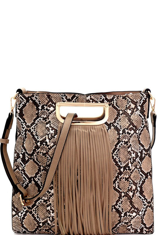 Fringed snake skin handbag - PRIVILEGE 
