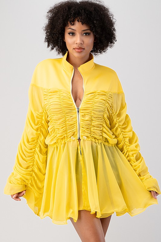 RUSHED YELLOW FLARE TOP - PRIVILEGE 