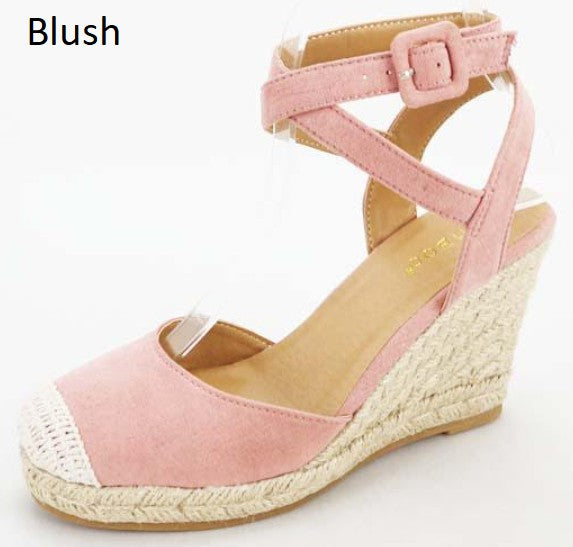 Cape Toe Ankle Straps Espadrille Wedge High Heel Dressy Shoes - PRIVILEGE 