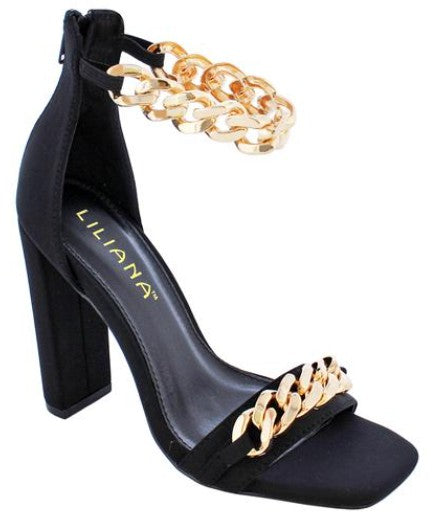 Chunky High Heel Dress Shoes chain ankle - PRIVILEGE 