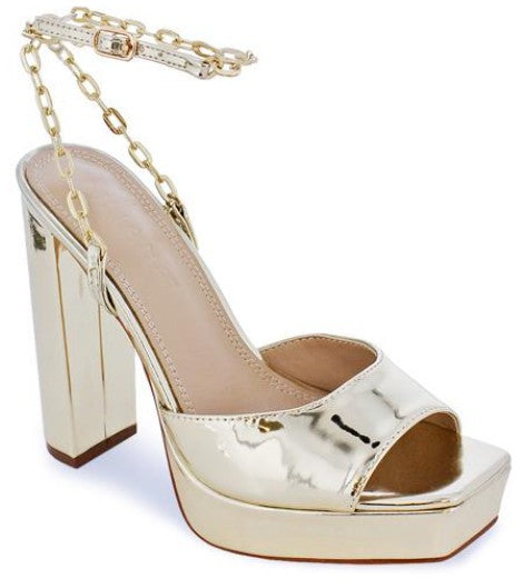 Chunky High Heel Dress Shoes with chain detail - PRIVILEGE 