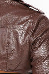 Snake Skin Cropped Jacket - PRIVILEGE 