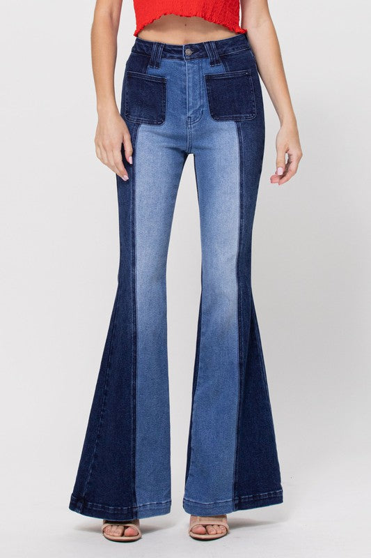 vintage-inspired high-rise jeans two tone - PRIVILEGE 