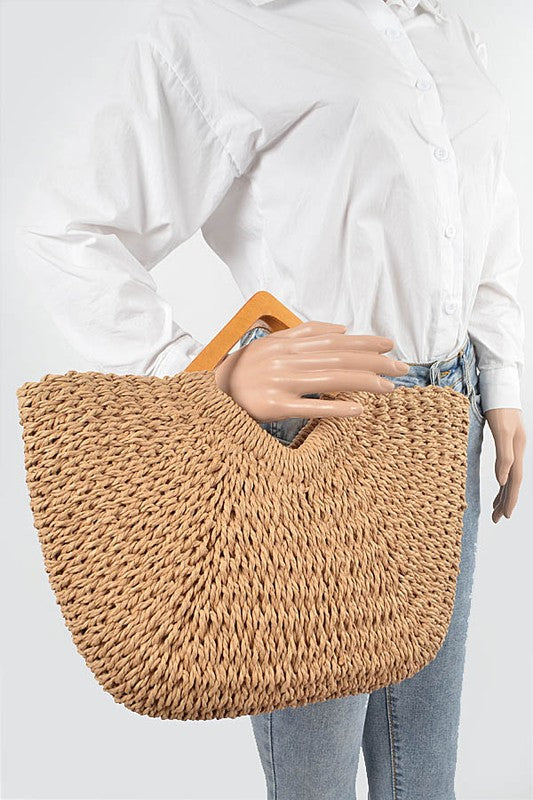 Weaved Square Handle Tote Bag - PRIVILEGE 