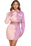 TWO TONE SKIRT SET WITH CROP JACKET - PRIVILEGE 