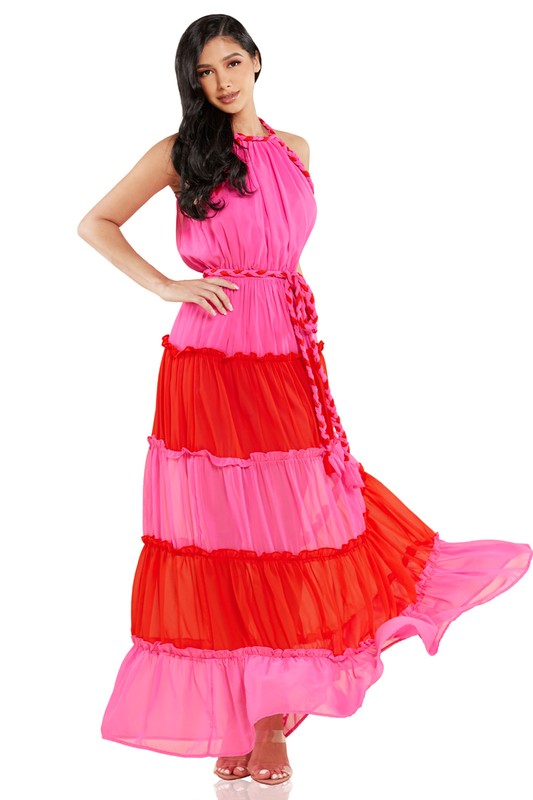 pink and red maxi dress - PRIVILEGE 