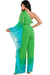 GREEN AND BLUW BATWING JUMPSUIT - PRIVILEGE 