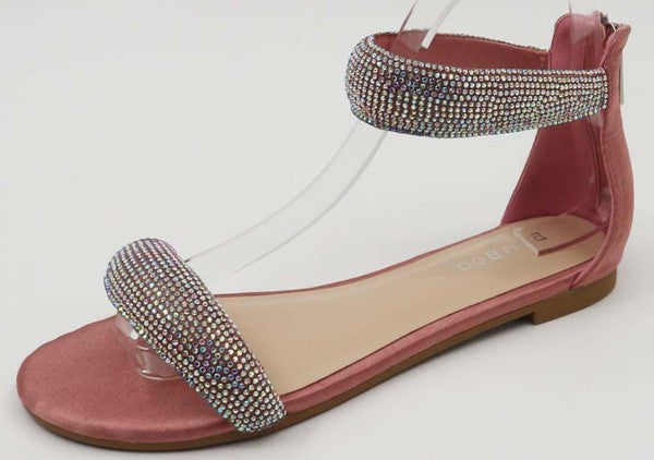 Glittery Sequined Low Heel Dressy Sandal - PRIVILEGE 