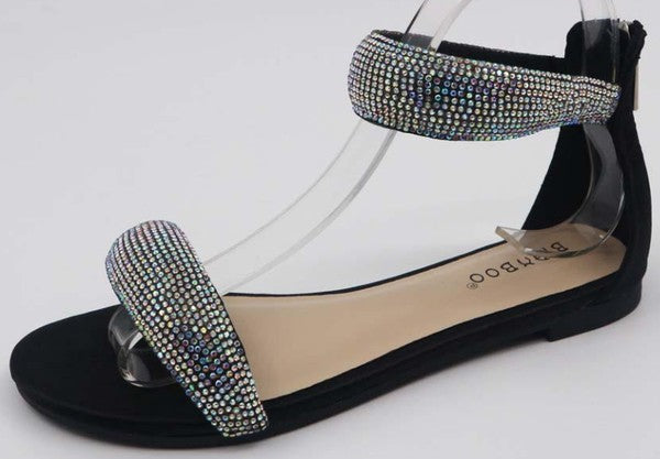 Glittery Sequined Low Heel Dressy Sandal - PRIVILEGE 