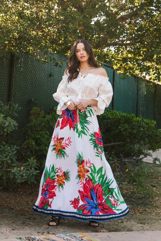 Maxi skirt floral print - PRIVILEGE 
