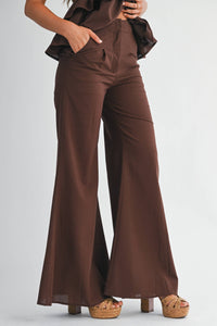 Ruffle Halter Top & Flared Trousers Set
