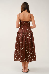 Bustier Polka-dot Midi Dress