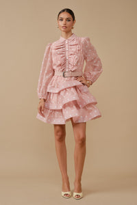 Polka Dot Ruffled Mini Shirt Dress