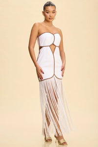 Fringe Linen Midi Dress