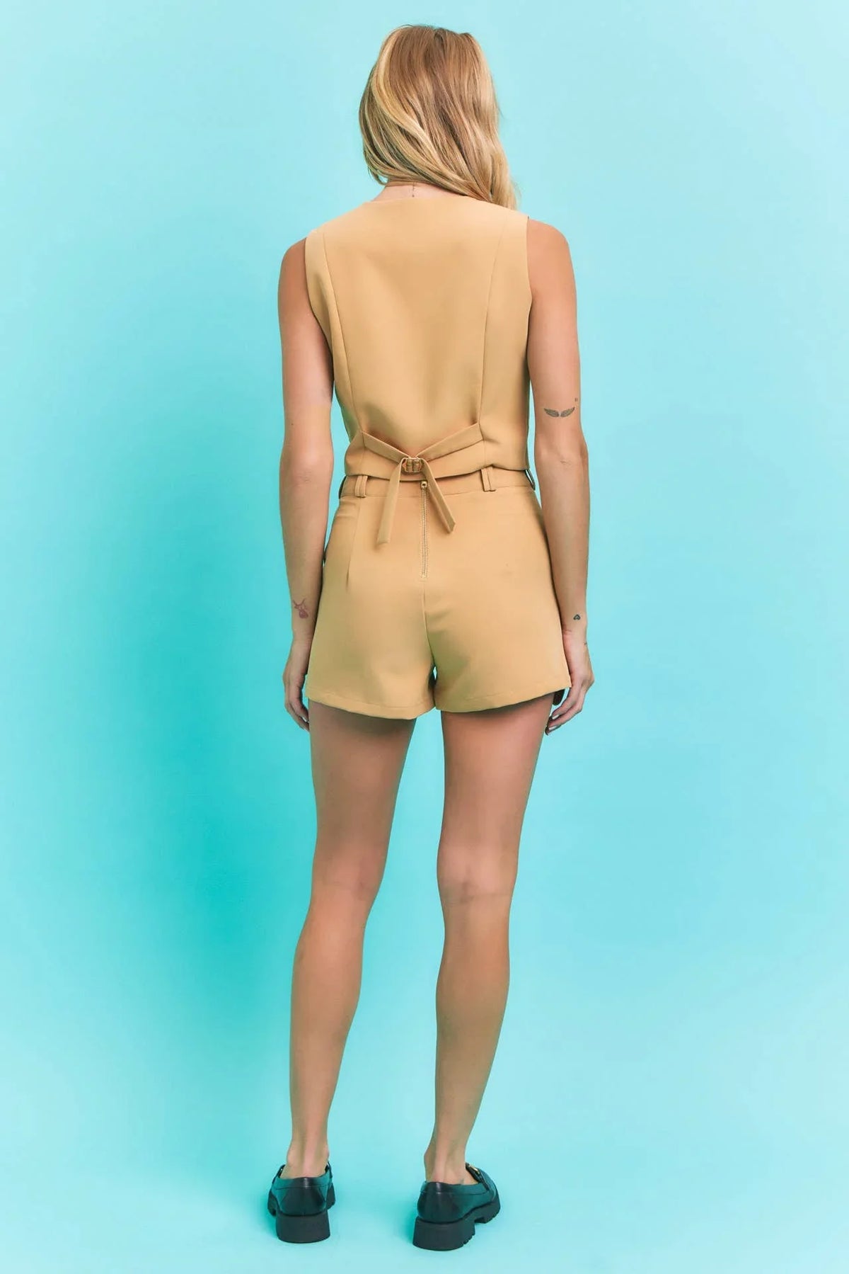 Woven Double Breasted Vest & Shorts Set