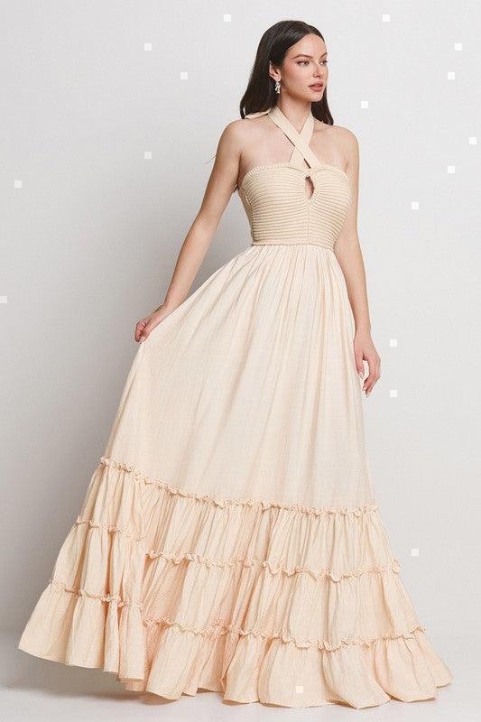 TUBE TOP WITH TRIPLE TIERE ATTACHED LONG MAXI RESORT PRIVILEGE