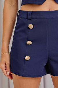 Woven Double Breasted Vest & Shorts Set