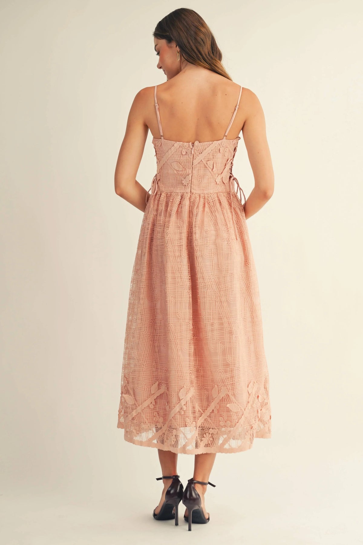 Lace Side-Tie Midi Dress