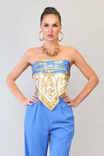 PRINTED SCARF TOP AND PANTS SET - PRIVILEGE 