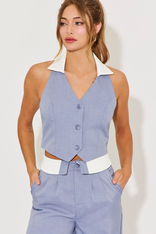 PIN STRIPE VEST AND MATCHING PANT