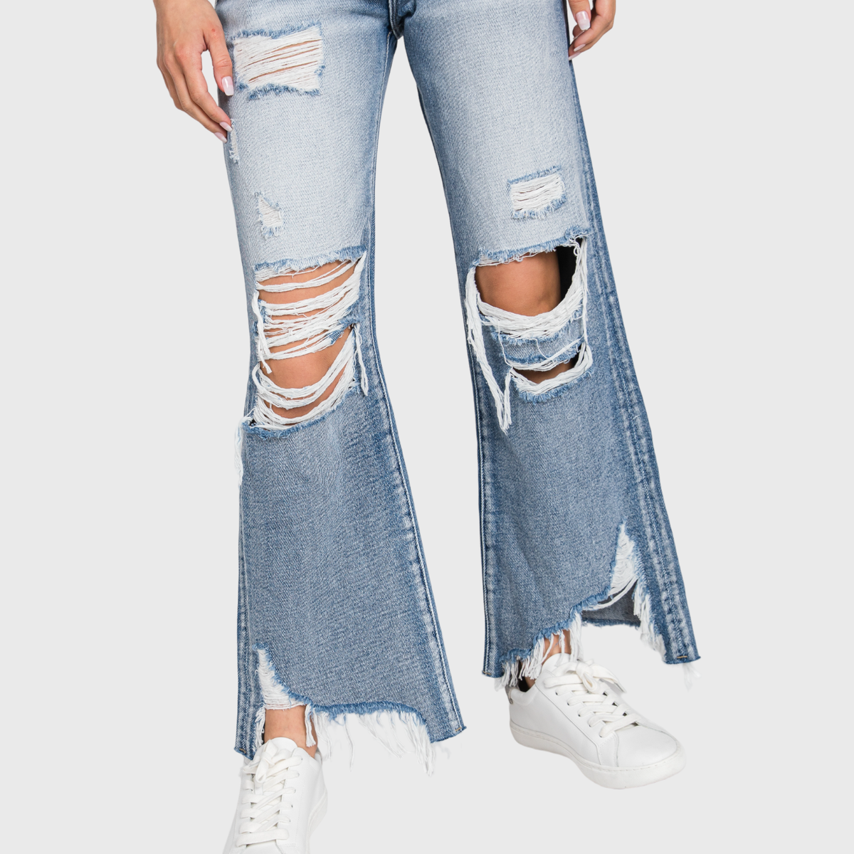 DISTRESSED HIGH RISE RIGID VINTAGE CROPPED FLARE