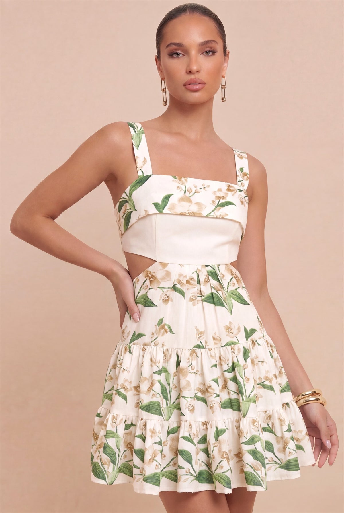 LILLY TIERED MINI OEN SIDE DRESS