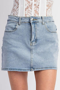 2PC MINI CROP STRETCH DENIM JACKET AND MINI SKIRTSET - PRIVILEGE 