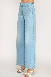 High Rise Trouser Wide Leg Jeans — Light Wash