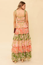 RUFFLE LAYERS FLORAL MAXI DRESS