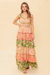 RUFFLE LAYERS FLORAL MAXI DRESS