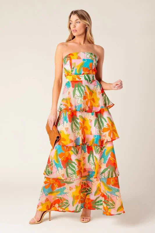 LAYERED MAXI COLORFUL MAXI DRESS PRIVILEGE