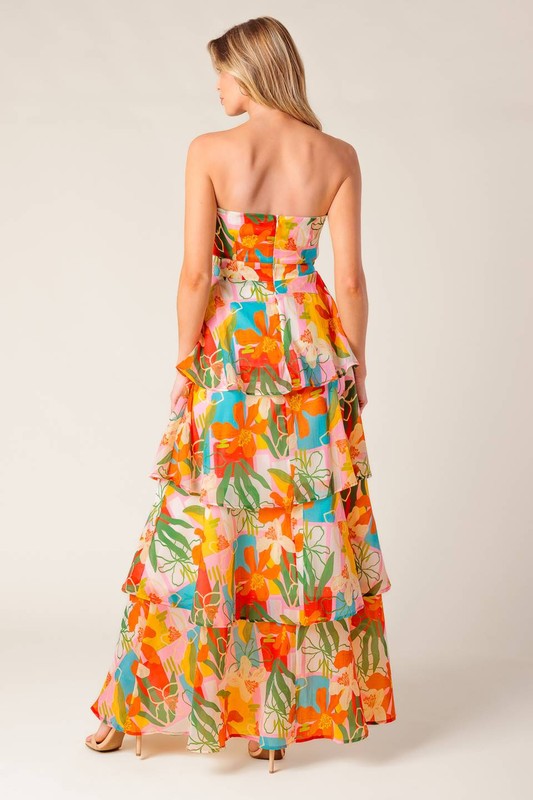 LAYERED MAXI COLORFUL MAXI DRESS
