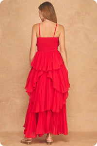 Exclusive layered ruffle maxi dress