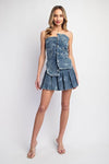 2PC PATCHWORK DENIM SKIRT SET - PRIVILEGE 