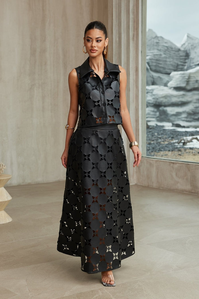 Faux Leather Julia Maxi Vest Set