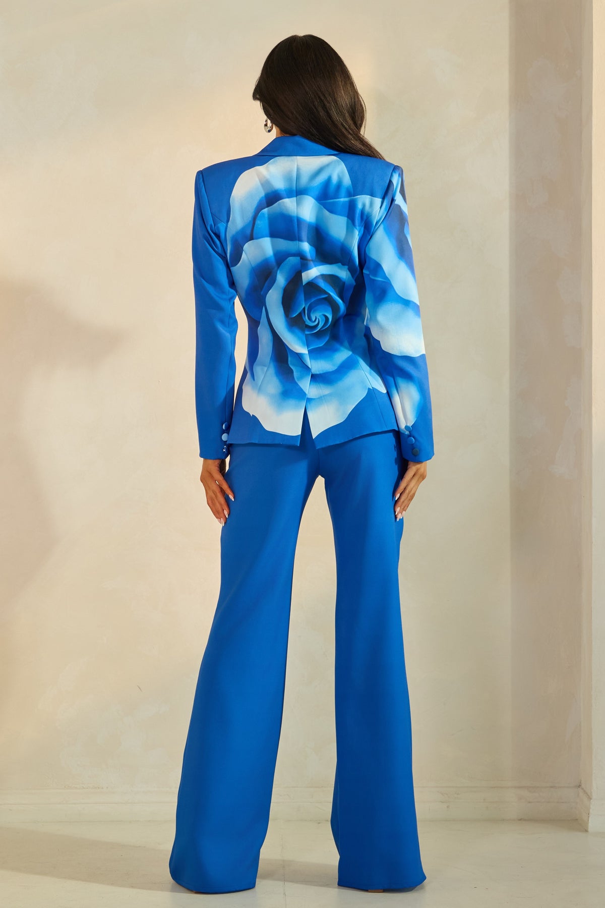 Floral Print Blazer & Wide-Leg Pant Set