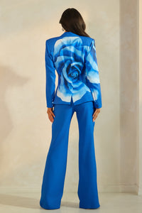 Floral Print Blazer & Wide-Leg Pant Set