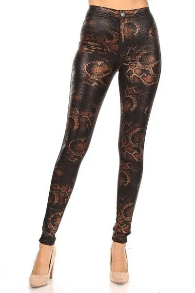 High Waist Snake Print Disco Pants - Super Stretch PRIVILEGE
