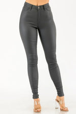 High Waist PU Leather Skinny Pants - Stretch Fit