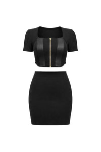Cropped Short Sleeve & Mini Skirt Set