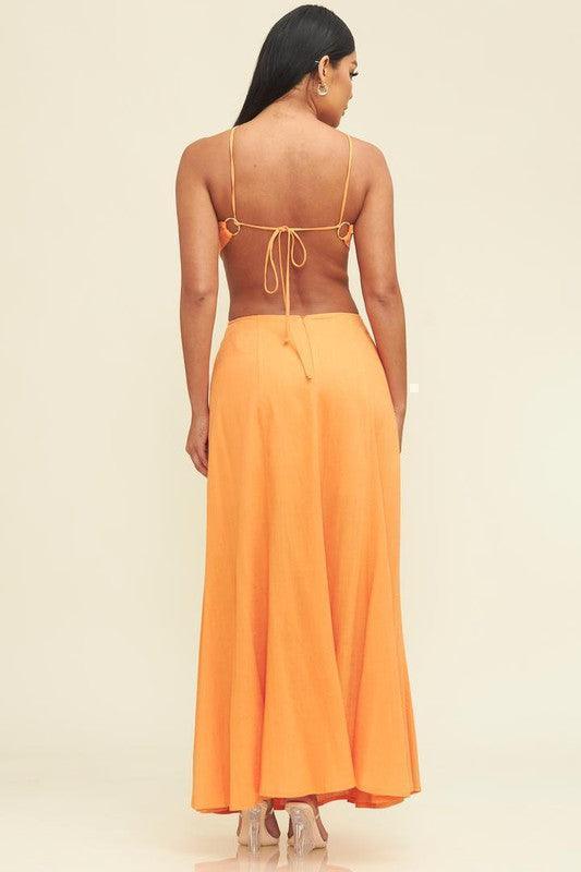 RING LINEN MAXI DRESS - PRIVILEGE 