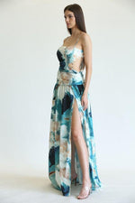 WATERCOLOR FLORAL PRINT MAXI DRESS - PRIVILEGE 