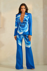 Floral Print Blazer & Wide-Leg Pant Set