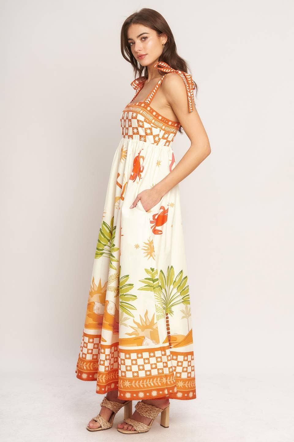 Ivory Multi Printed Woven Maxi Dress