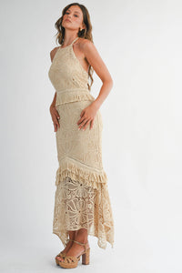 Handcrafted Crochet Fringe Maxi Dress