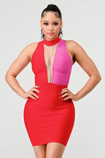TWO TONE BANDAGE DRESS - PRIVILEGE 